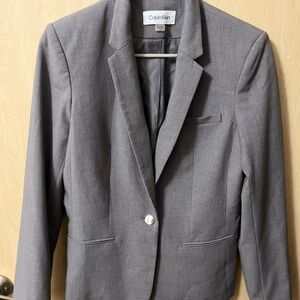 Calvin Klein Gray Blazer Professional Tailored Suit Jacket